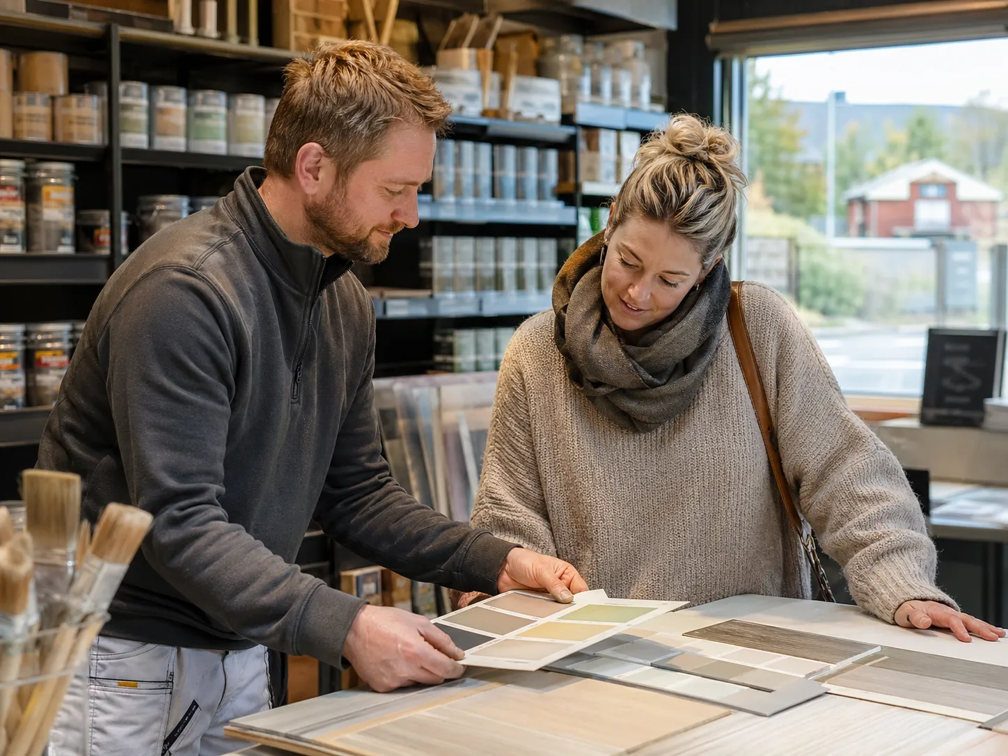 Fargehandel med maling, beis og malerutstyr på Biritunet